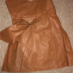 High waist leather mini skirt